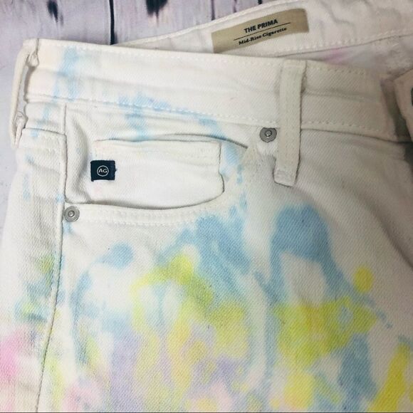 AG Adriano Goldschmied Painted White The Prima Mid Rise Cigarette Denim Jeans 28 - Picture 2 of 12